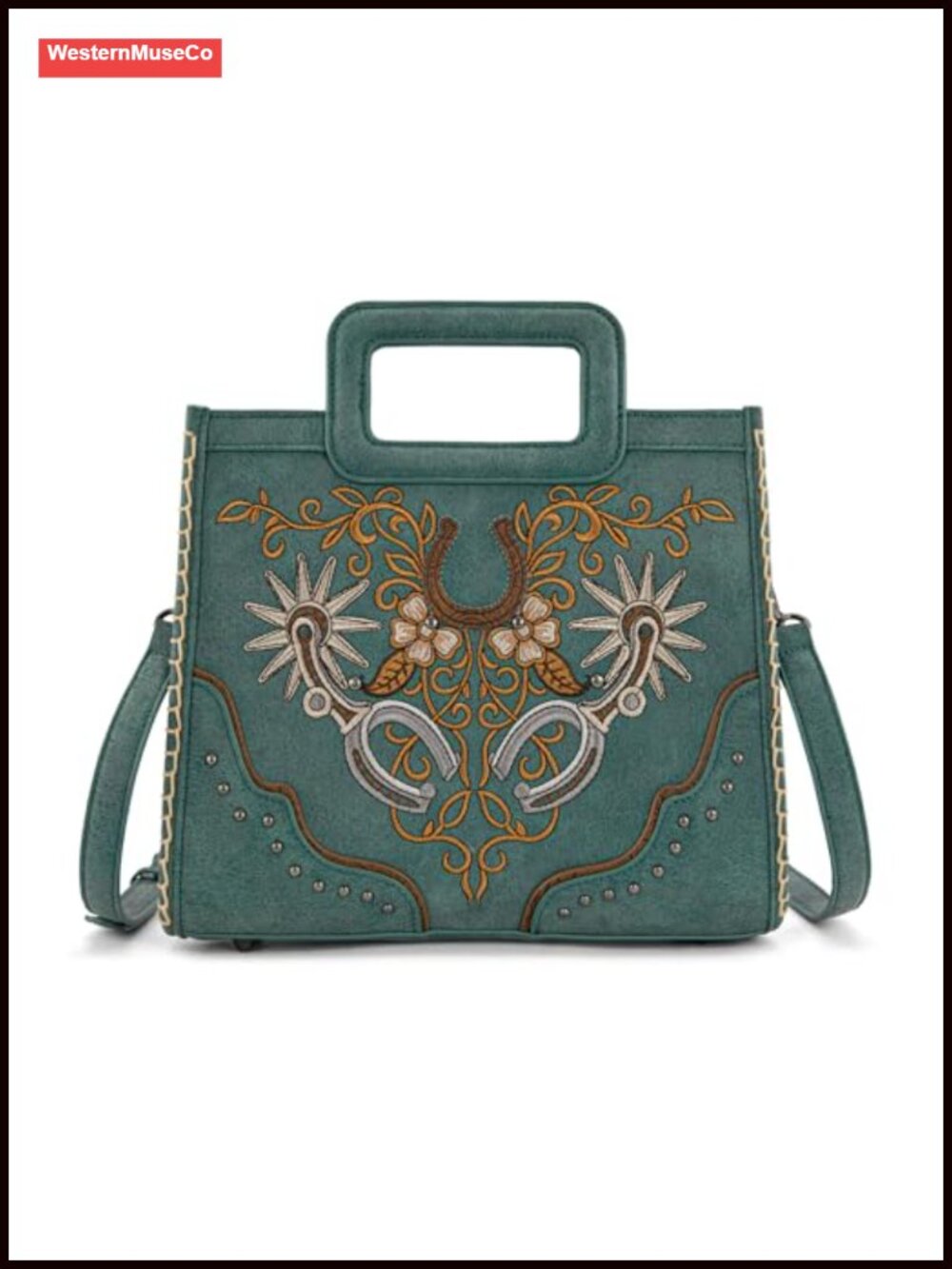 Western Embroidery Satchel Crossbody Bag Top Handle Adjustable Strap